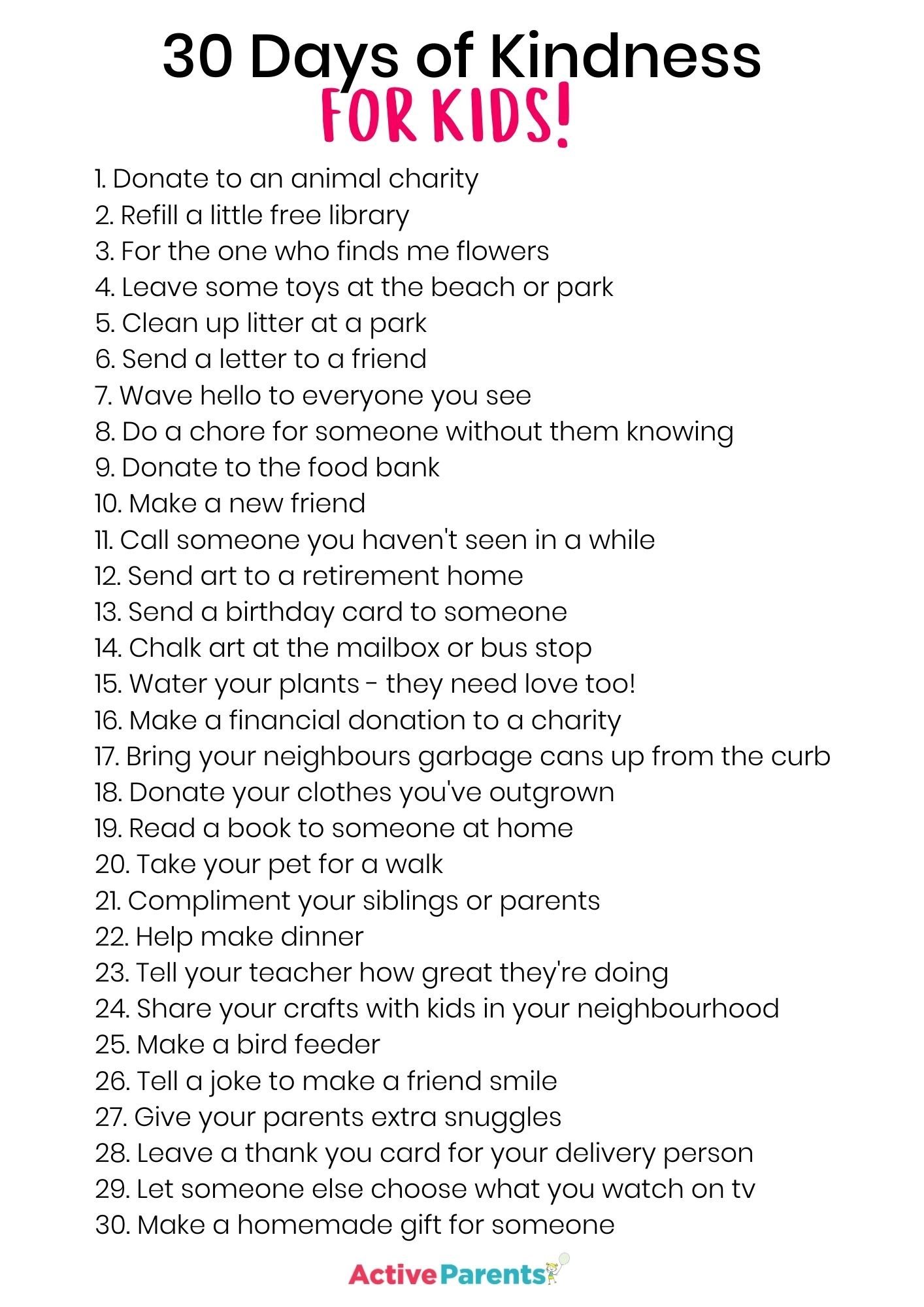 30 Easy Acts of Kindness for Kids – Active Parents