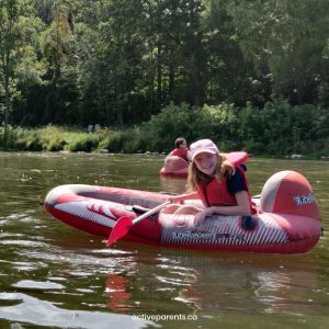 Elizabeth rafting on the grand river