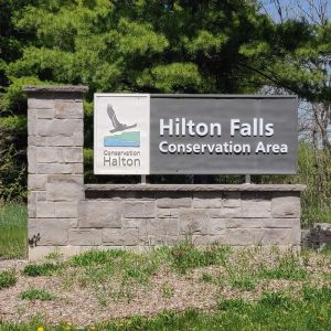 Hilton Falls conservation area signage in milton
