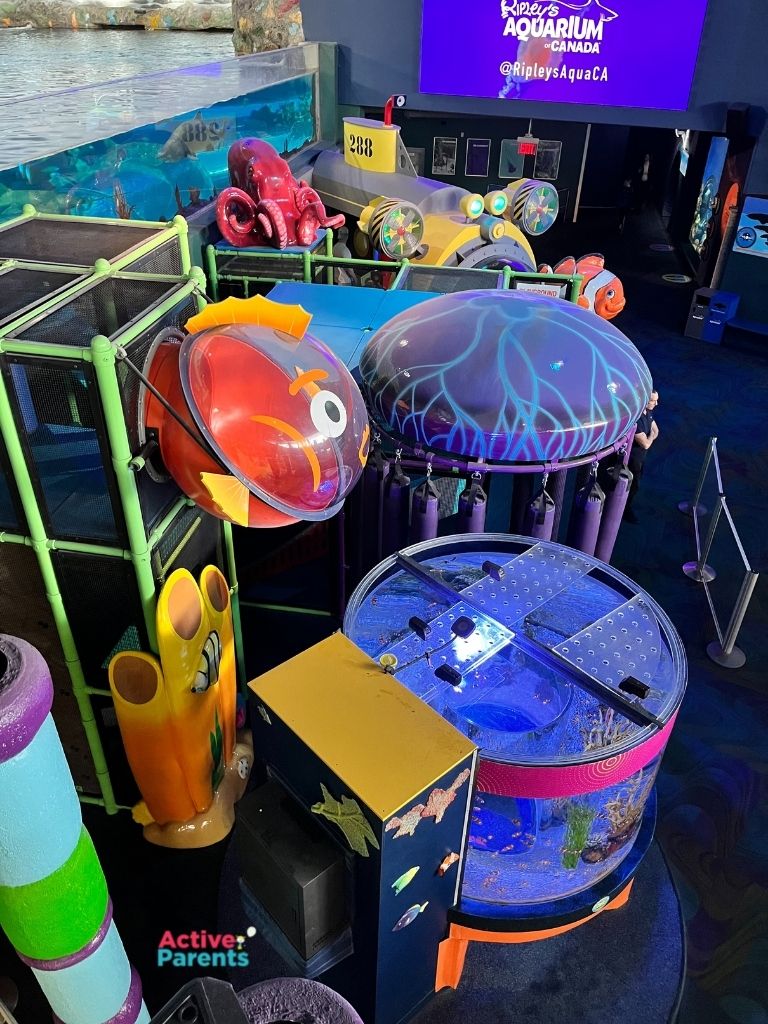 Aerial view of the kids play area at ripley's aquarium toronto