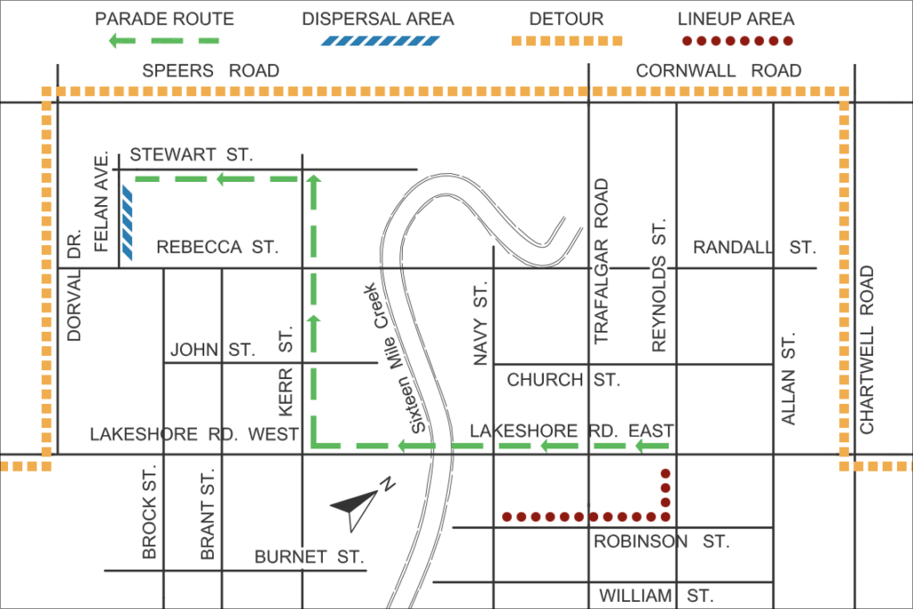 oakville parade route map