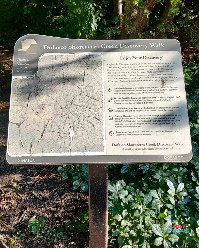 DIscovery Walk sign at paletta lakefront park in Burlington